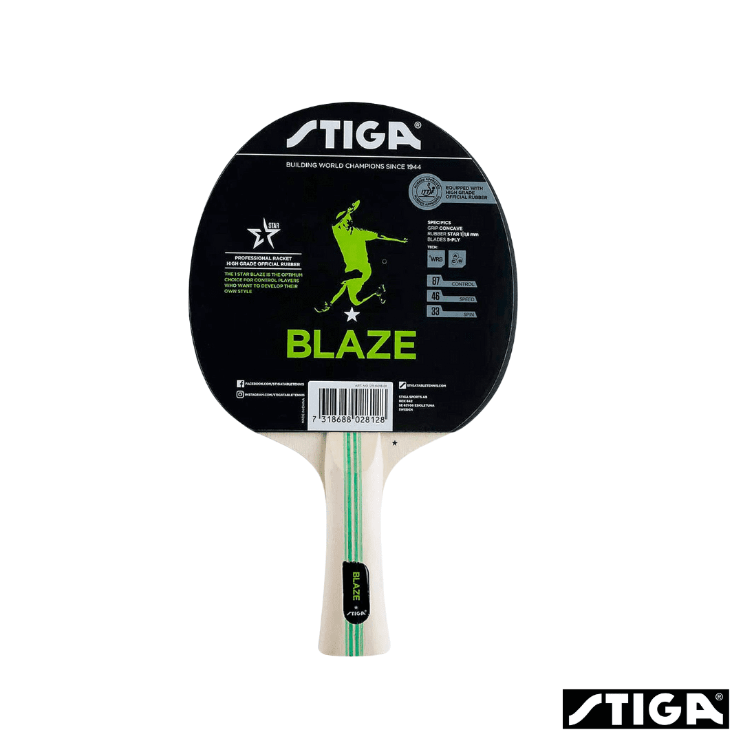 Raquette De Ping-Pong STIGA Alpha - Lame 5 Plis Légère, Éponge 2mm, Poignée Concave Italienne - Idéale Compétition