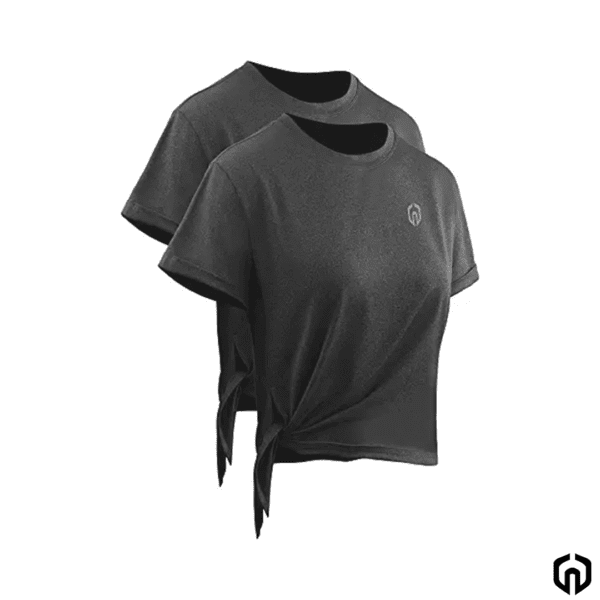 Neleus Camiseta Abierta Deportiva para Yoga Mujer Gris