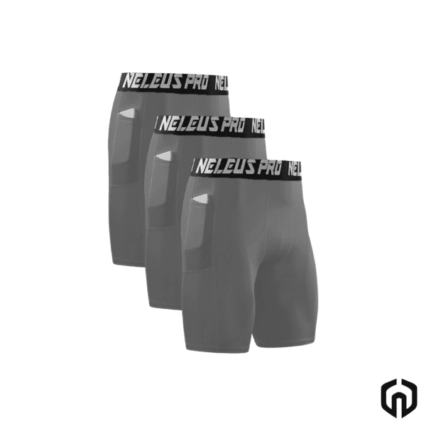 Neleus Licra de Compresion Corta con Bolsillo Gris