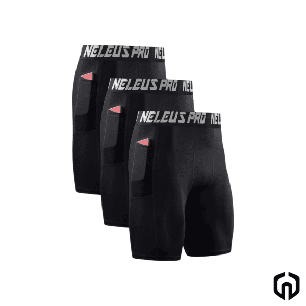 Neleus-Licra-Corta-con-Bolsillo-Negro.png Neleus Licra de Compresion Corta con Bolsillo Negro