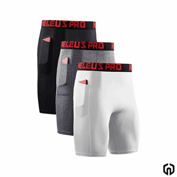 Neleus Licra de Compresion Corta Pro Hombre Gris