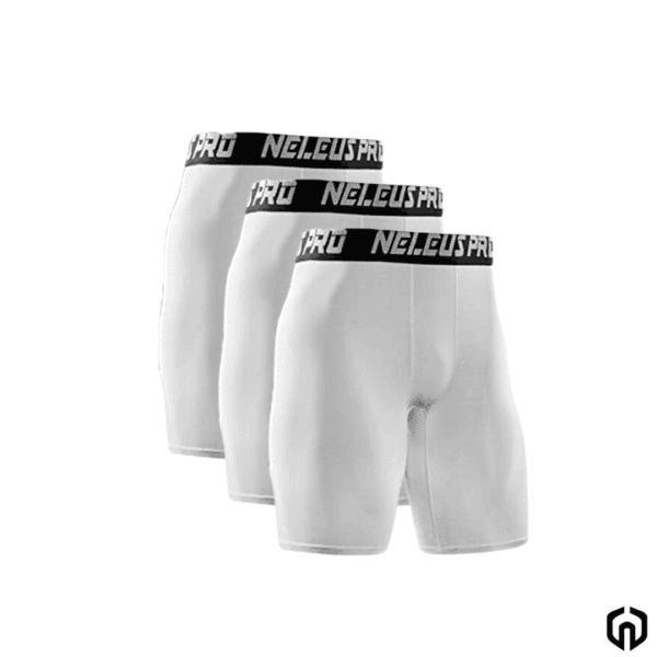 Neleus Licra de Compresion Corta Pro Hombre Blanco