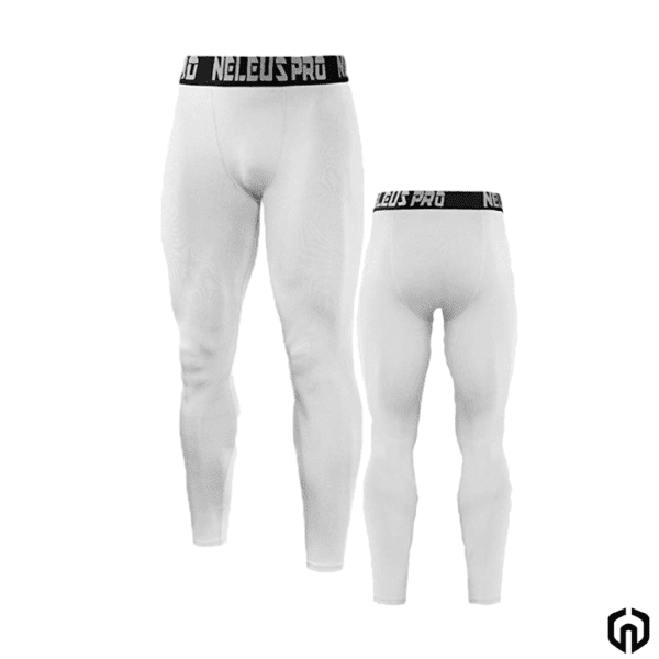 Neleus Licra de Compresion Larga Pro Hombre Blanco