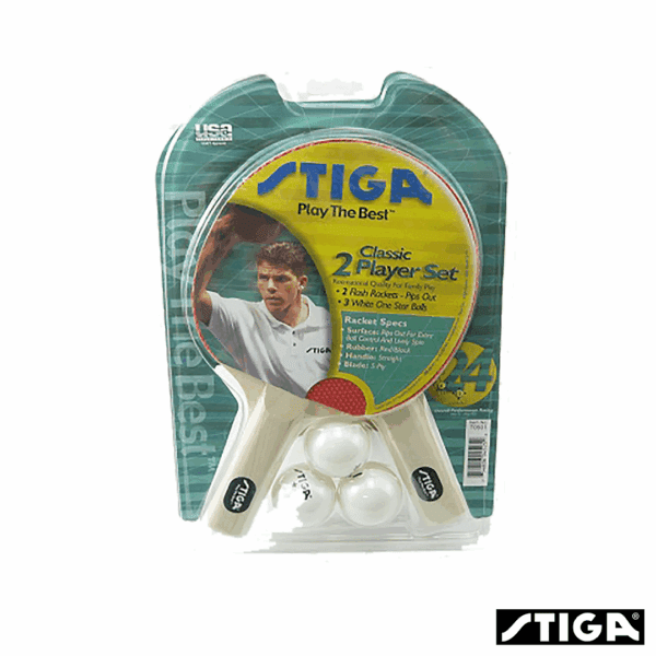 Stiga Set de 2 Raquetas de Ping Pong + 3 pelotas Classic