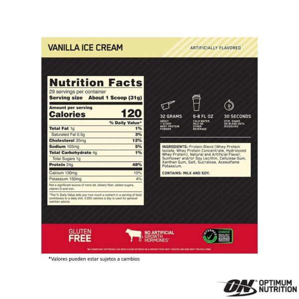 Optimum Nutrition Proteina Whey Gold Standar 100% 5Lb x 74 Servicios