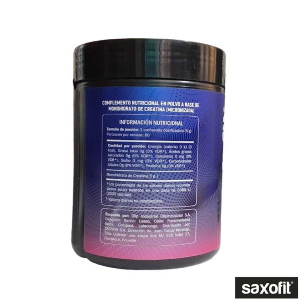 Saxofit Creatina Micronizada 400gr x 80 Servicios