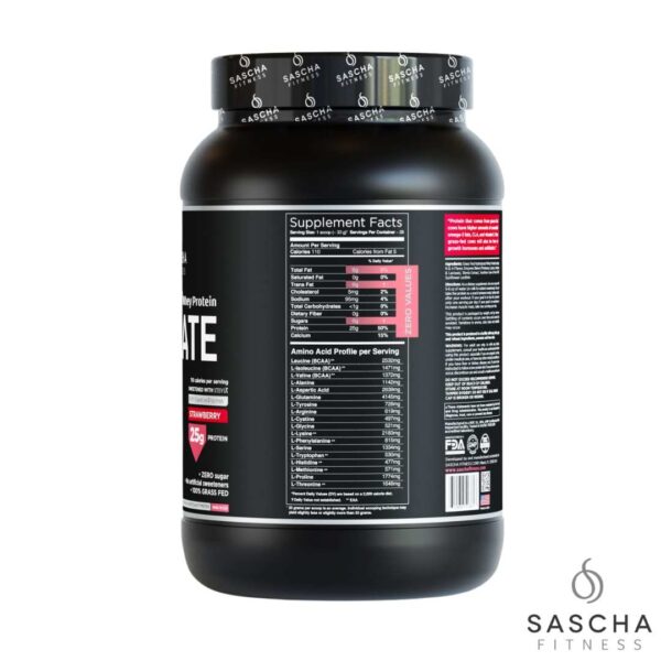 SASCHA FITNESS - PROTEINA FRUTILLA TABLA (2) Sascha Fitness Proteina Iso Whey Hydrolizada 2Lb x30 Servicios