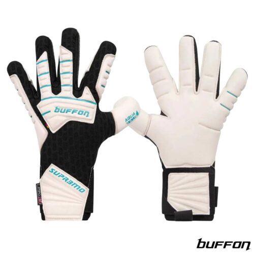 Buffon Guantes de Arquero Profesional Supremo 3 Negro Blanco Aqua