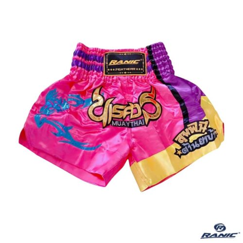 Ranic Pantaloneta Muay Thai - Fucsia Morado Dorado