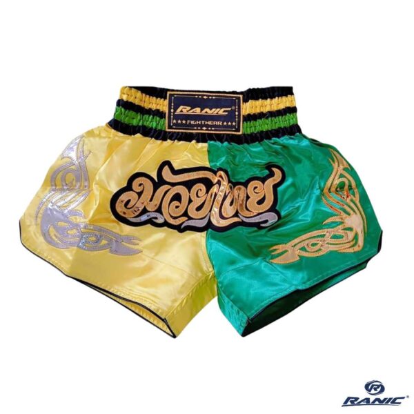 Ranic Pantaloneta Muay Thai - Amarillo Verde Dorado