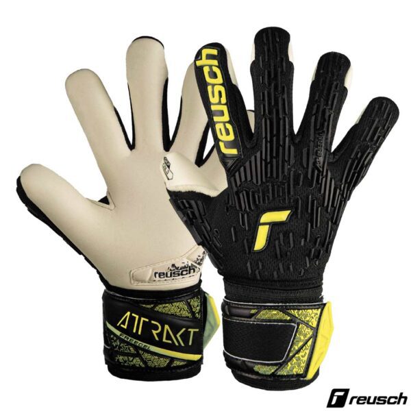 Reusch Guantes de Arquero Profesional Attrakt FreeGel Gold Ferula Negro Amarillo Blanco Cod: 5472130
