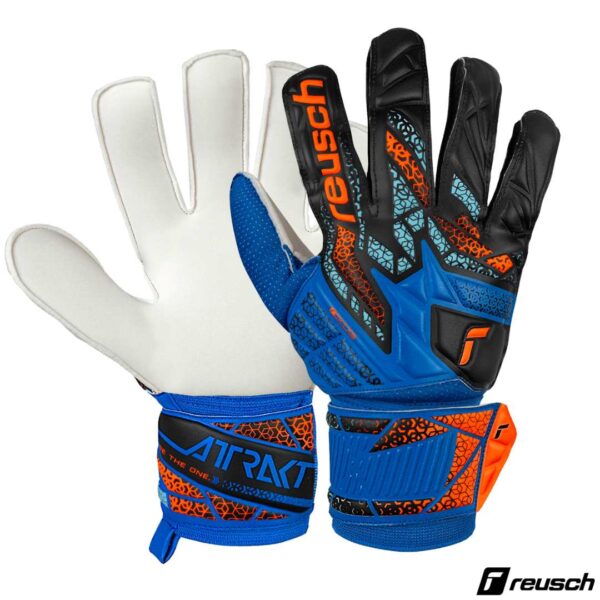 REUSCH - ATTRAKT SOLID - AZUL NEGRO NARANJA BLANCO Reusch Guantes de Arquero Recreacional Attrakt Solid Azul Negro Naranja Cod: 5570515
