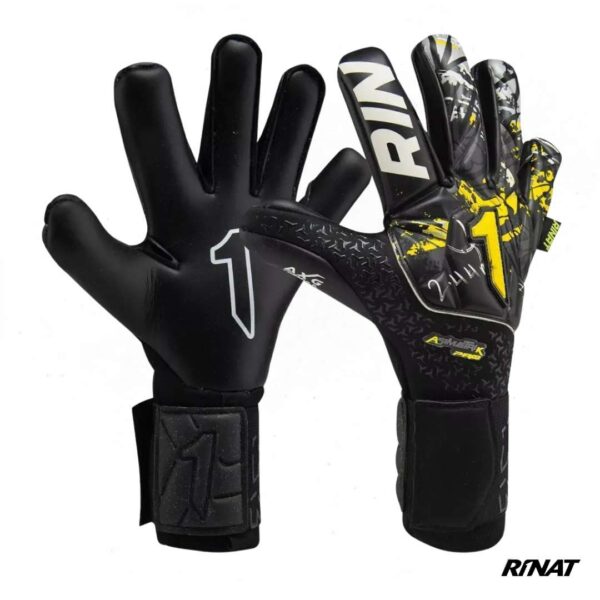 RINAT - GUANTES DE ARQUERO ASIMETRIK PRO - NEGRO AMARILLO Rinat Guantes de Arquero Asimetrik Pro Negro Amarillo Plata