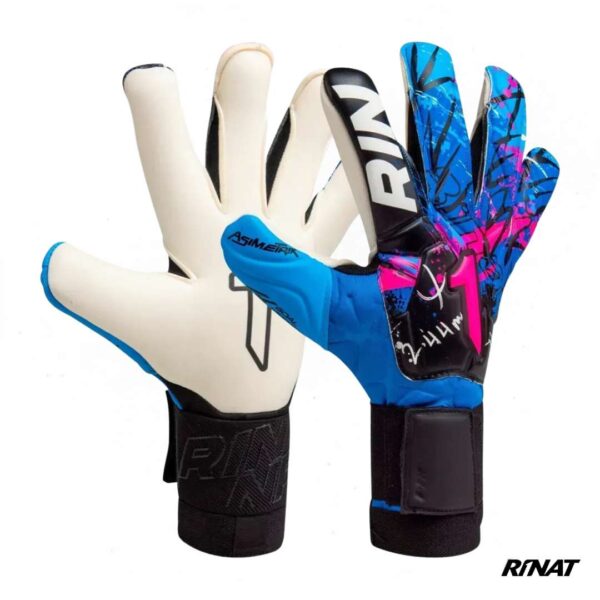 Rinat Guantes de Arquero Asimetrik Semi Pro Azul Rosa Blanco Niño