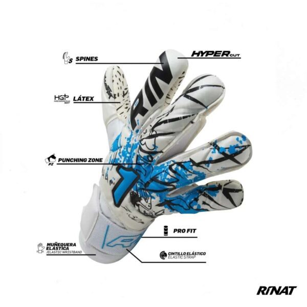 Rinat Guantes de Arquero Asimetrik Turf Ferulas Blanco Azul Niño