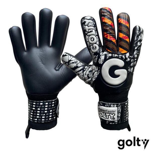 GOLTY - GUANTES HYPERFASTER - NEGRO NARANJA Golty Guantes de Arquero Hyperfaster Ferulas Negro Naranja
