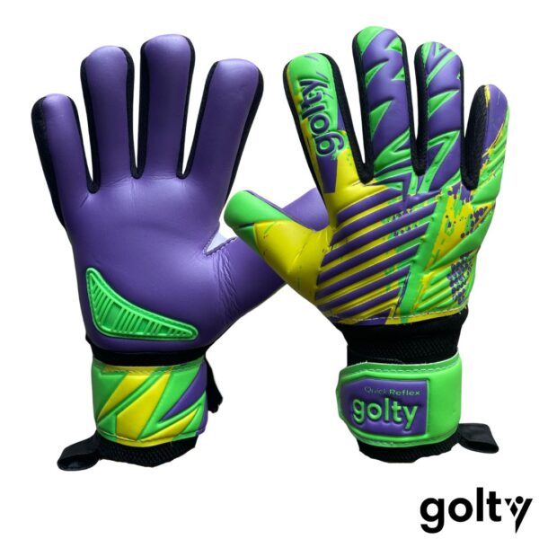 GOLTY - GUANTES QUICK REFLEX - VERDE MORADO Golty Guantes de Arquero Quick Reflex Ferulas Extraibles Amarillo Verde