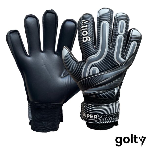 GOLTY - GUANTES SUPER SOCCER - GRIS NEGRO Golty Guantes de Arquero Entrenamiento SuperSoccer Ferulas Gris Negro Niño