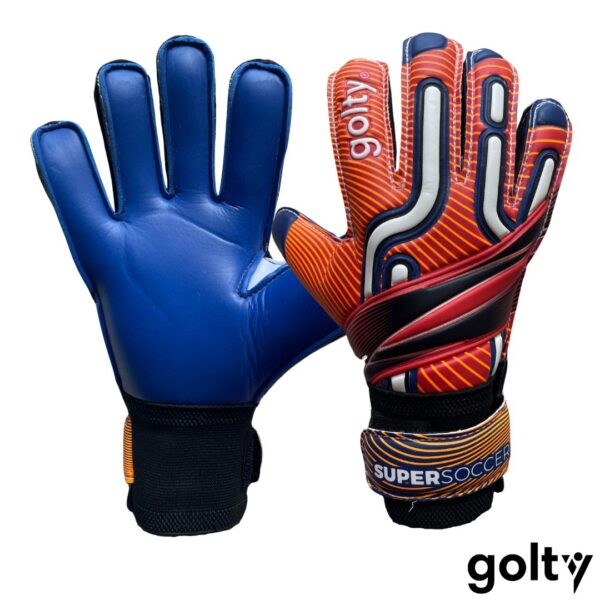 Golty Guantes de Arquero Entrenamiento SuperSoccer Ferulas Naranja Azul Niño