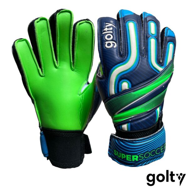 Golty Guantes de Arquero Entrenamiento SuperSoccer Ferulas Azul Verde Niño