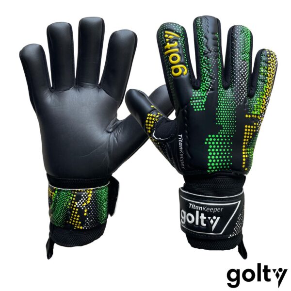 Golty Guantes de Arquero Titan Keeper Ferulas Extraibles Negro Verde