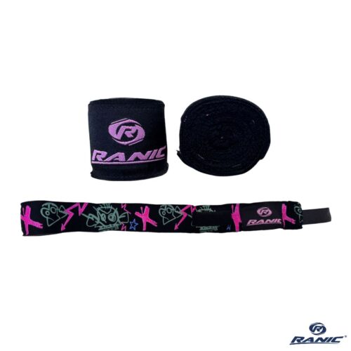 Ranic Par de Vendas de Box 5m Negro Rosado