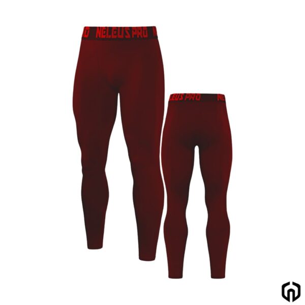 Neleus Licra de Compresion Larga Pro Hombre Rojo