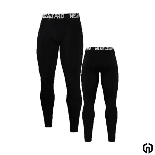 Neleus Licra de Compresion Larga Pro Hombre Negro