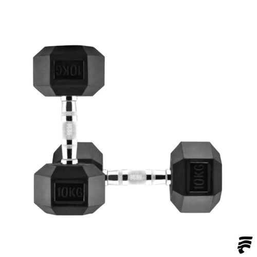 Par de Mancuernas Hexagonales Caucho 10kg (Cod: Bas)