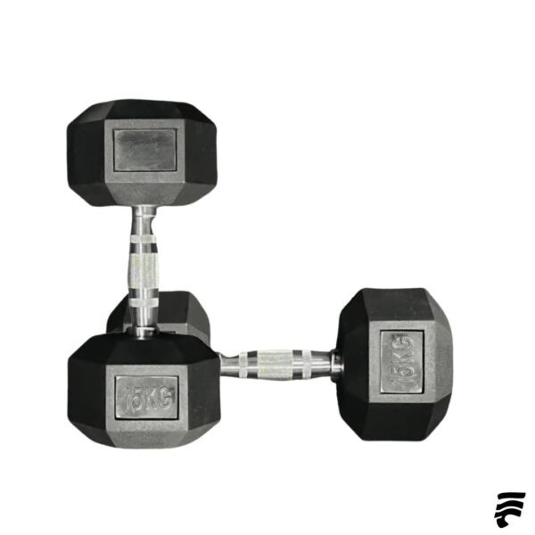 Par de Mancuernas Hexagonales Caucho 15kg (Cod: Bas)