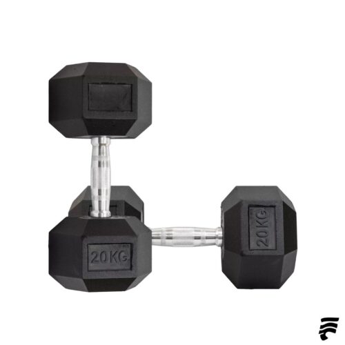 Par de Mancuernas Hexagonales Caucho 20kg (Cod: Bas)