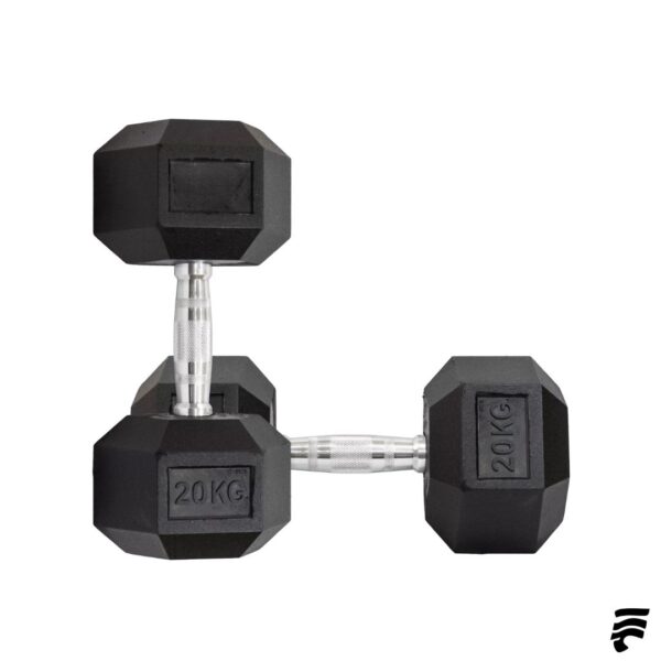 Par de Mancuernas Hexagonales Caucho 20kg (Cod: Bas)