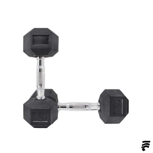 Par de Mancuernas Hexagonales Caucho 5kg (Cod: Bas)
