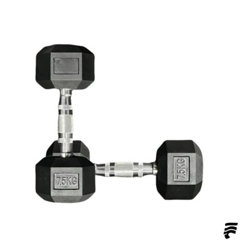Par de Mancuernas Hexagonales Caucho 7.5kg (Cod: Bas)