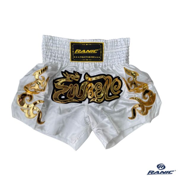 Ranic Pantaloneta Muay Thai - Blanco Dorado