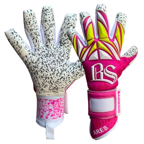 Bambino Guantes de Arquero Semi Pro Ares 26-27 Rosado Blanco Amarillo
