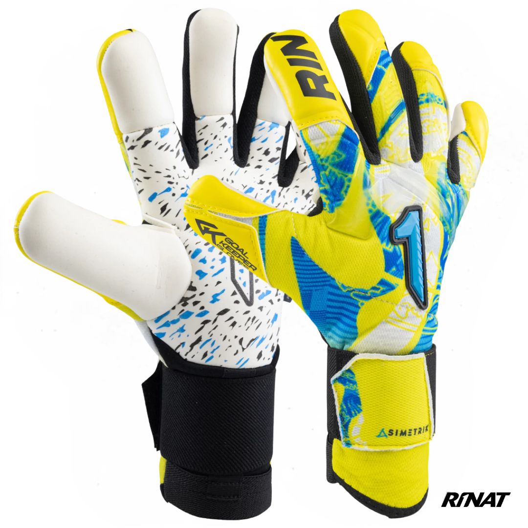 Rinat Guantes de Arquero Asimetrik Aero Prime Niño Amarillo Azul Blanco