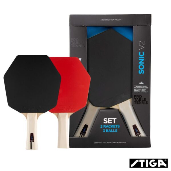 Stiga Set Raquetas Sonic V2 Cybershape y 3 Pelotas (Cod: K)
