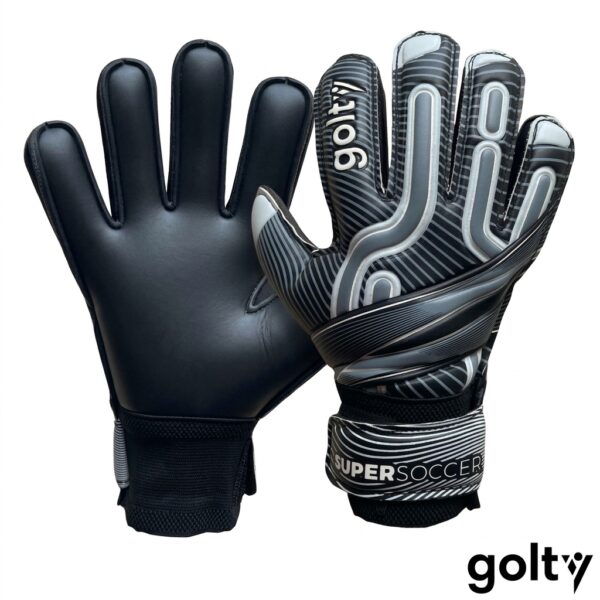 Golty Guantes de Arquero Entrenamiento SuperSoccer Ferulas Gris Negro