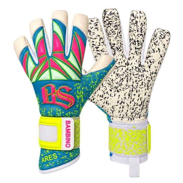 Bambino Guantes de Arquero Ares Semi Pro 26-27 Azul Verde Rosa